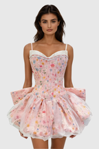 Emira Spaghetti Bow Bubble Mini Dress