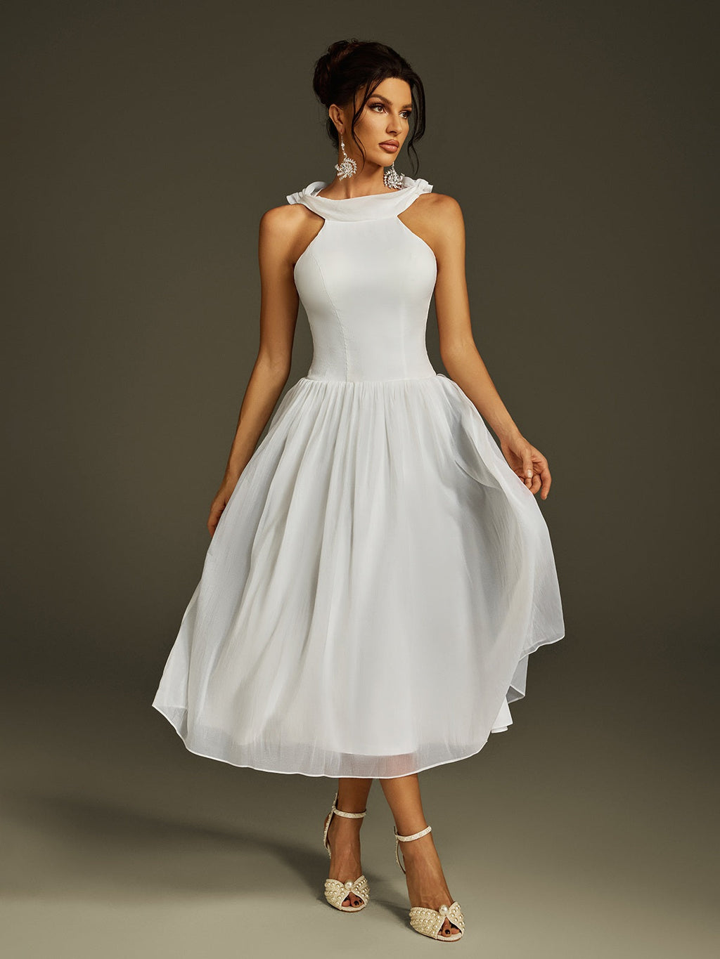 Backless Shawl Midi Dress