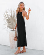 Esplanade Crochet Midi Dress Black FINAL