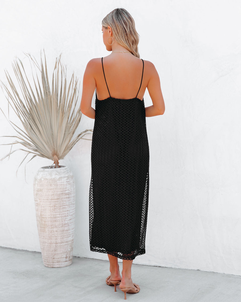 Esplanade Crochet Midi Dress Black FINAL