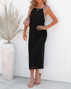 Esplanade Crochet Midi Dress Black FINAL