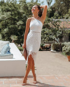Exclusive Event Halter Lace Midi Dress White FINAL