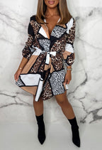 Vanessa Aesthetic Flirty Shirt Dress with Animal Print Premium Wardrobe Essential