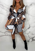 Rafaela Minimalist Flirty Shirt Dress with Animal Print Designer Edit