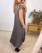 Simona Exclusive Sleeveless Dress with Pleats Evening Wear Edit