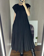 Simona Exclusive Sleeveless Dress with Pleats Evening Wear Edit