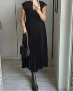 Aldina Elevated Sleeveless Dress with Pleats Designer Edit