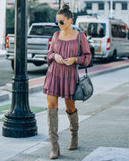 Ayla Smocked Ruffle Mini Dress Dark Mauve FINAL