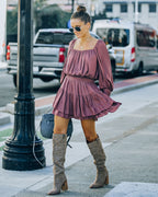 Ayla Smocked Ruffle Mini Dress Dark Mauve FINAL