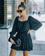 Ayla Smocked Ruffle Mini Dress Washed Black FINAL