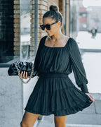 Ayla Smocked Ruffle Mini Dress Washed Black FINAL