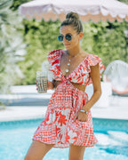 Alesha Linen Blend Pocketed Cutout Mini Dress