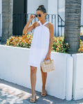 Hot Fun Linen Blend Halter Dress Off White