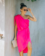 Brava Satin One Shoulder Drape Dress Paradise Pink FINAL