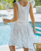 Au Natural Lace Trim Cover Up Dress Off White