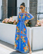 By Chance Floral Off The Shoulder Slit Maxi Dress