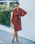 Bubby Printed Button Down Midi Shirt Dress Rust FINAL