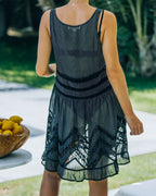 Au Natural Lace Trim Cover Up Dress Black