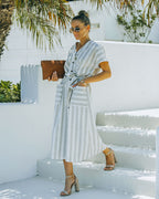 Francey Cotton Linen Blend Pocketed Midi Dress