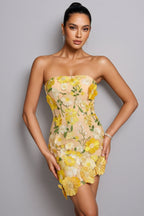 Tennyson Strapless 3D Floral Mini Dress