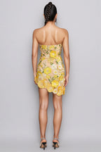 Tennyson Strapless 3D Floral Mini Dress