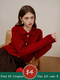 Casual Full Sleeve Loose Layup Knitwear Red Sweater