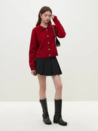 Casual Full Sleeve Loose Layup Knitwear Red Sweater