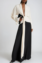 Faivish Tie Up Plunge Fringe Dress
