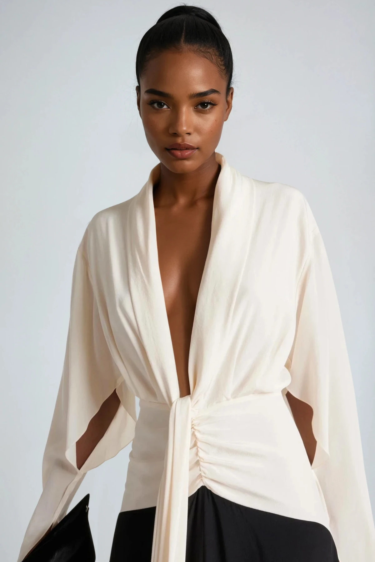 Faivish Tie Up Plunge Fringe Dress