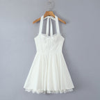 FallFresh Simple Lace Halter Suspender Dress