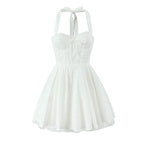 FallFresh Simple Lace Halter Suspender Dress