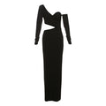 Fall Long Sleeve Diagonal Collar Cutout Slim Fit Hip Wrapped Dress