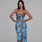 Fall Maxi Dress Street Elegant Slim Print Design Sling