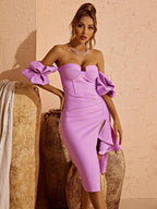 Fallon Off Shoulder Puff Sleeves Bandage Dress