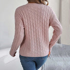 Fashion Solid Long Autumn Winter Casual Vneck Pullover Sweater