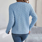 Fashion Solid Long Autumn Winter Casual Vneck Pullover Sweater