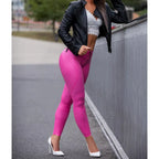 Fashion Black PU Leather Mid Waist Skinny Push Up Sexy Buttocks Streetwear Pants