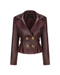 Fashion Chic High Pleated Mini Lapel Doublebreasted Female New Coat