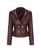Fashion Chic High Pleated Mini Lapel Doublebreasted Female New Coat