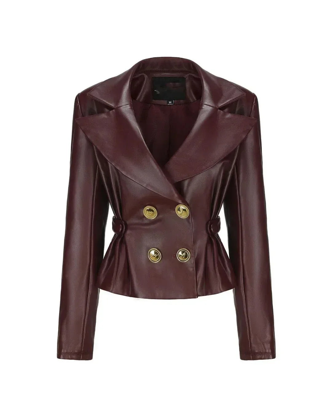 Fashion Chic High Pleated Mini Lapel Doublebreasted Female New Coat