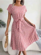 Floral Pleated A Line Long Spring Short High Chic Midi Dresses