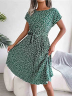 Floral Pleated A Line Long Spring Short High Chic Midi Dresses