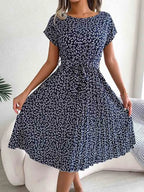 Floral Pleated A Line Long Spring Short High Chic Midi Dresses