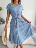 Floral Pleated A Line Long Spring Short High Chic Midi Dresses