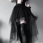 Fashion Net Yarn HighWaisted Irregular for Women Gothic Style Summer Casual Sexy Skirt