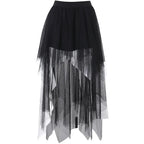 Fashion Net Yarn HighWaisted Irregular for Women Gothic Style Summer Casual Sexy Skirt
