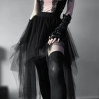 Fashion Net Yarn HighWaisted Irregular for Women Gothic Style Summer Casual Sexy Skirt