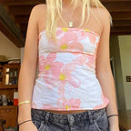 Flower Tie Backless Crop Top