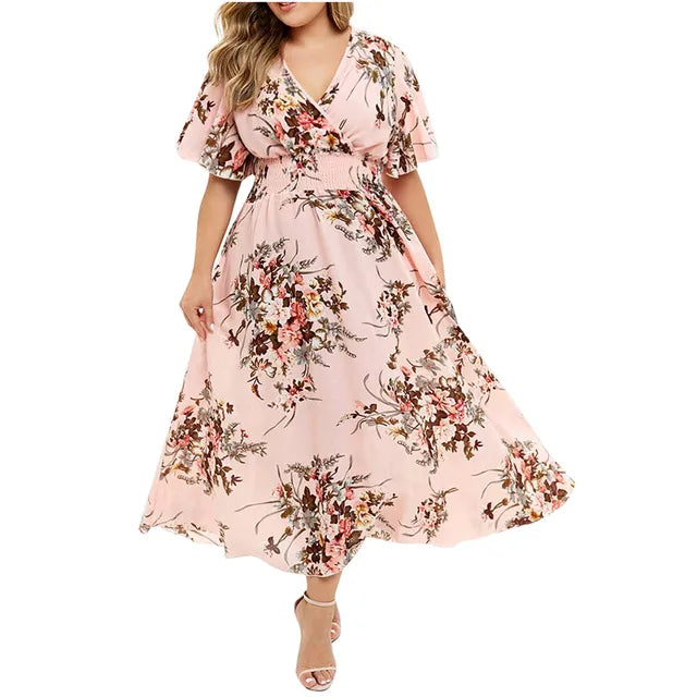 Criselda Long Dress Made of Floral Chiffon for Women Streetwear Style
