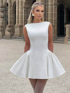 Sexy Backless A-Line Elegant Chic Sleeveless Mini Dresses Ladies Night Party Dress